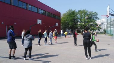 Groupe U13F, BCCL, dirigé par Clémence aux Brosses, Villeurbanne, le 3 avril 2021